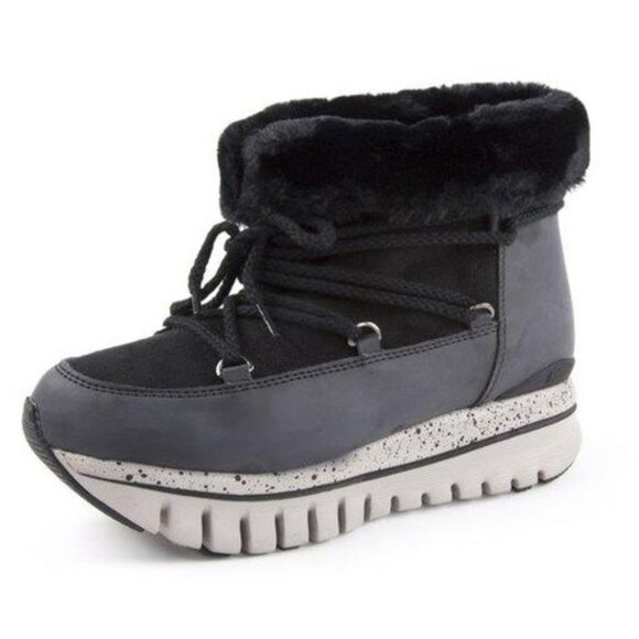 ICON BLACK FAUX-FUR BOOTS | Moon Boot® Fornarina Sportglam Funlight Moon Boots black